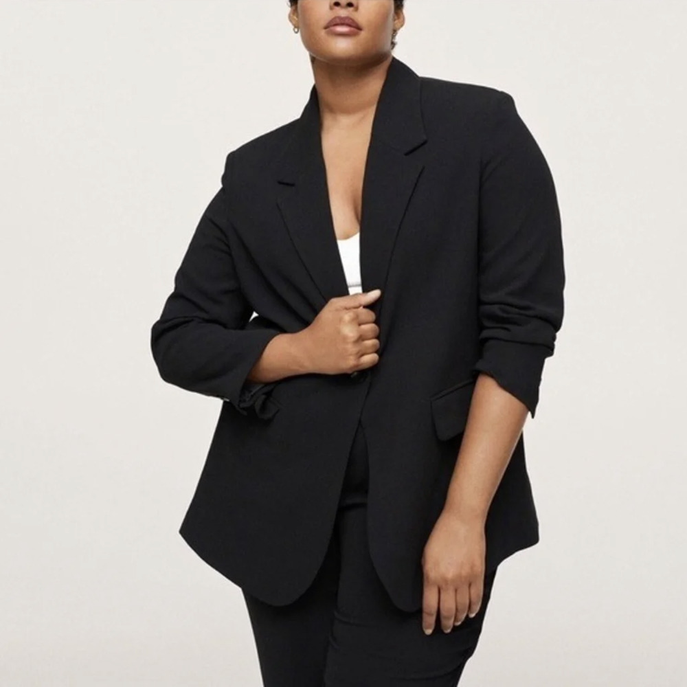 Everlane Womens The Easy Blazer Size 14 Black One Button NWT $128